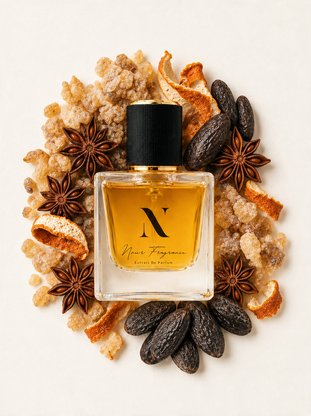 Aminter'Lu Extrait de Parfum Flatlay mit Weihrauch, Tonka und Sternanis