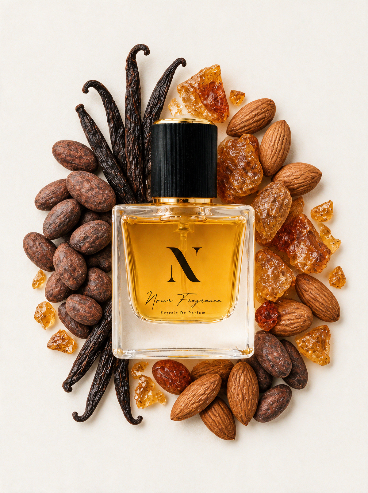 Erbag 05 Extrait de Parfum Flatlay mit Vanille, Kakao und Karamell