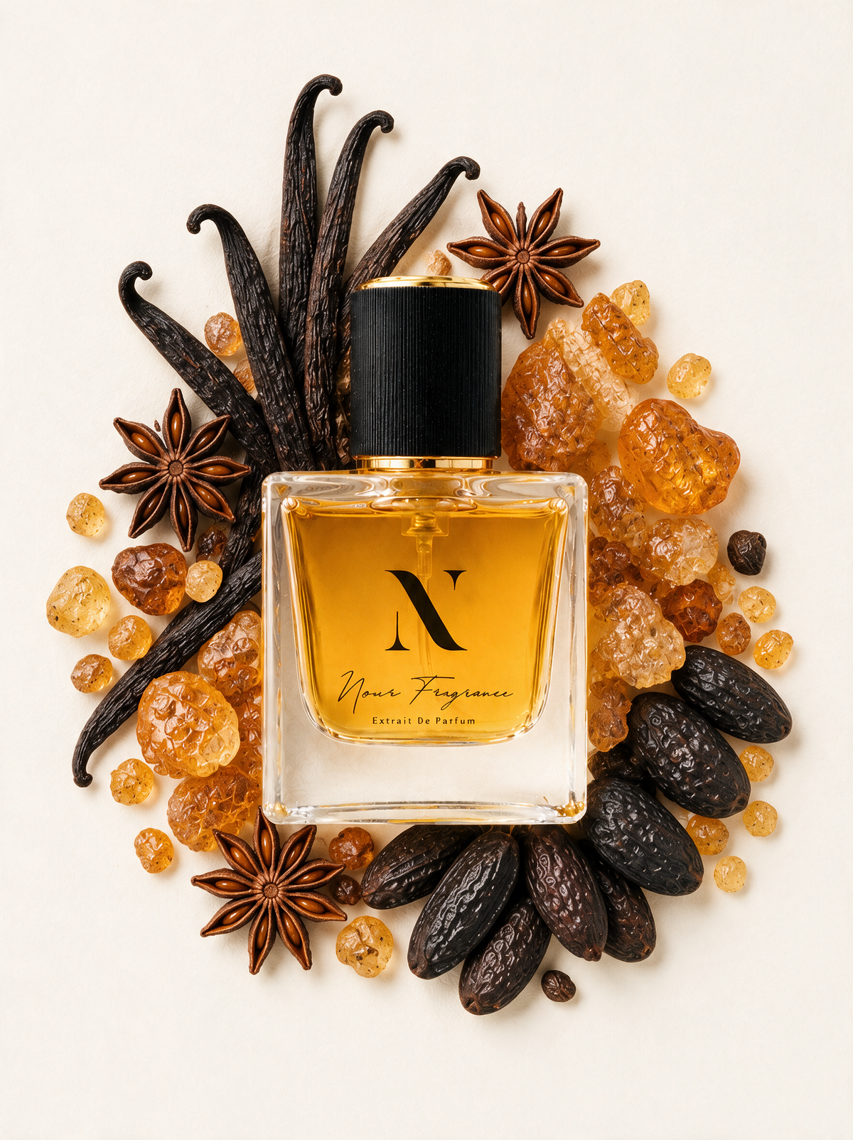 Candy 03 Extrait de Parfum Flatlay mit Vanille, Amber und Tonka