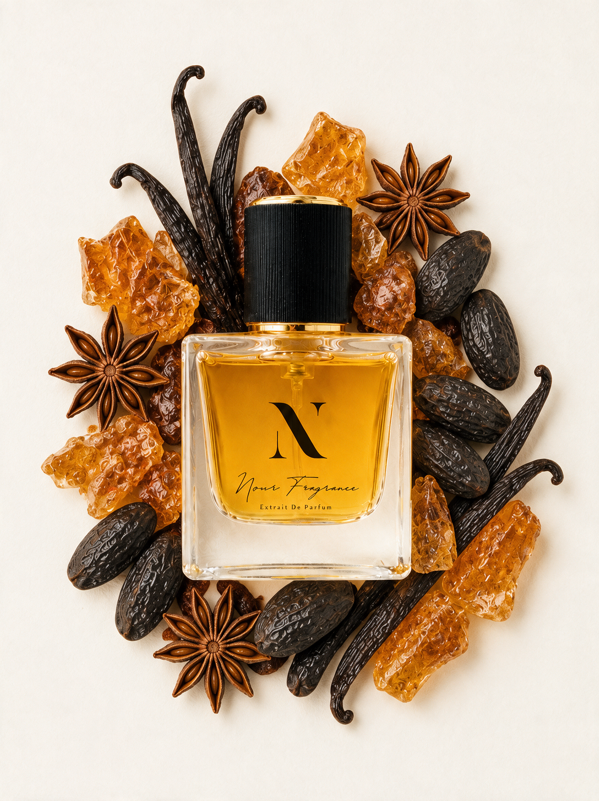 Goodess Extrait de Parfum Flatlay mit Vanille, Karamell und Tonka