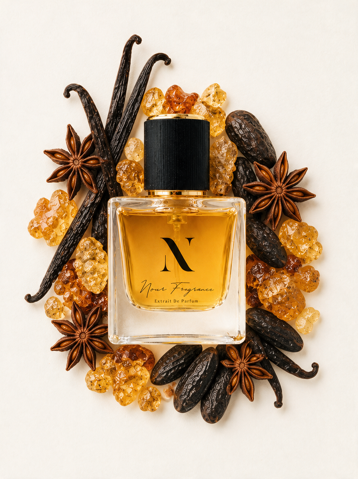 Kay-vanil 01 Extrait de Parfum Flatlay mit Vanille, Amber und Tonka