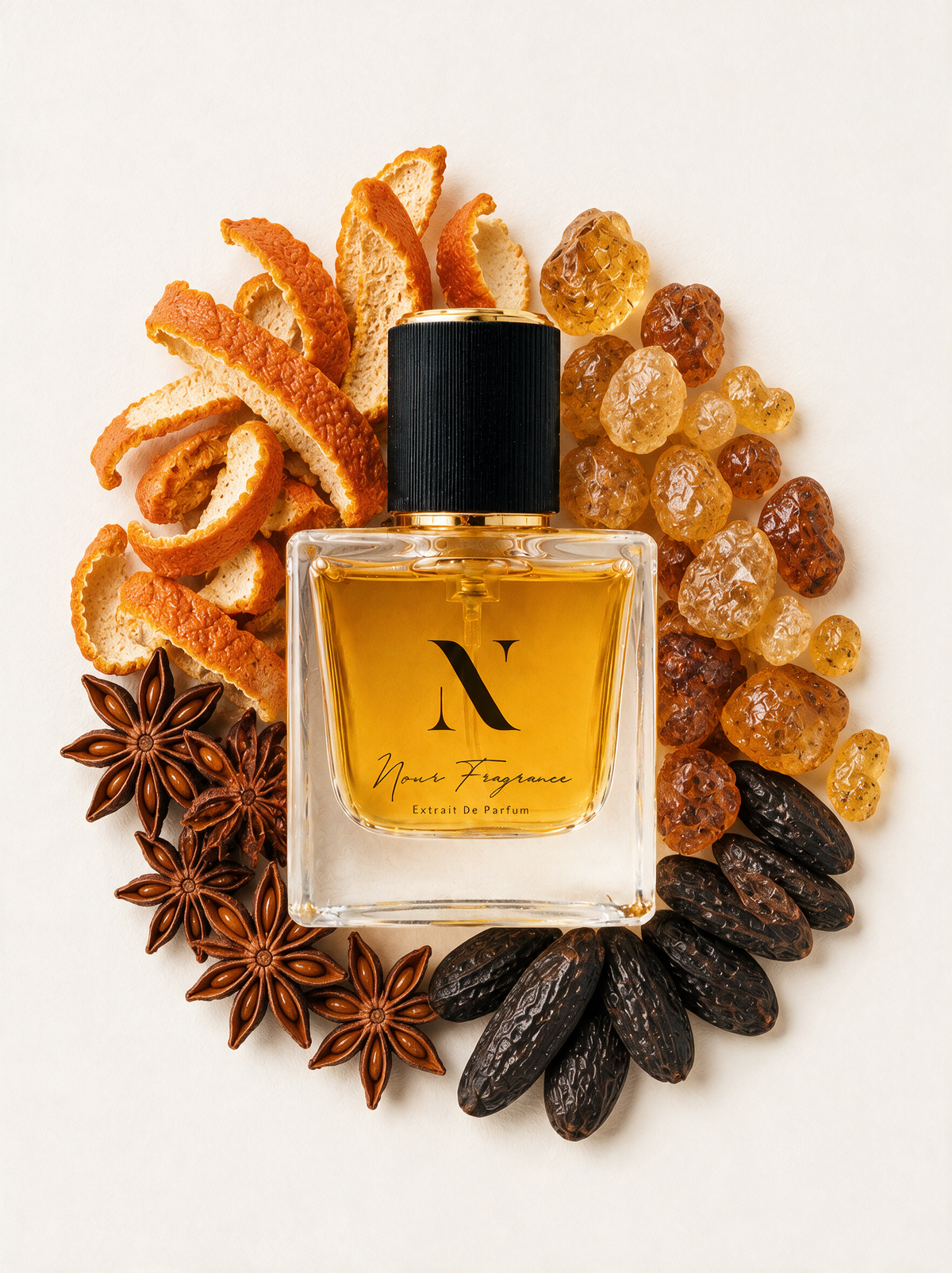 Layto 03 Extrait de Parfum Flatlay mit Amber, Tonka und Sternanis