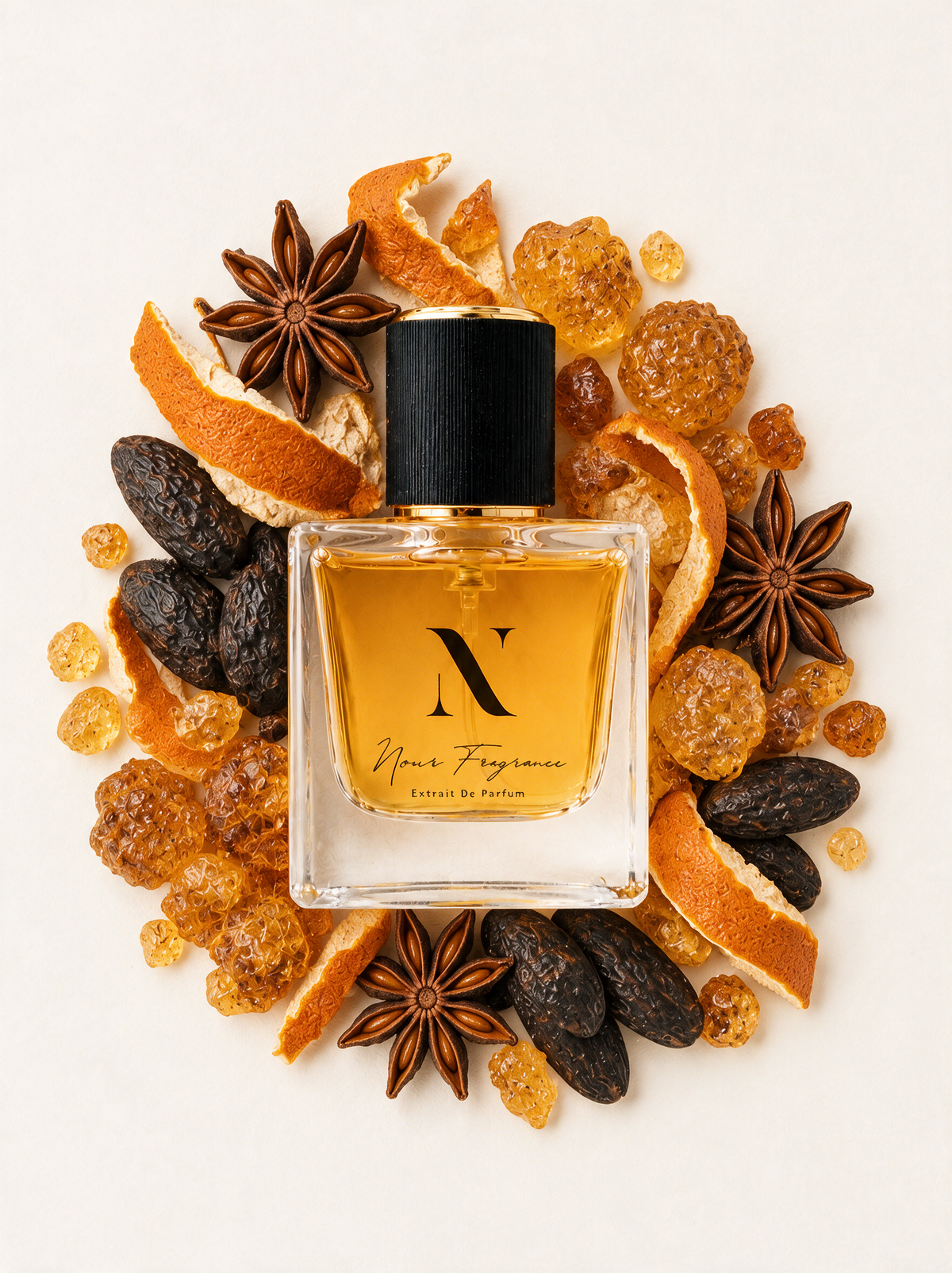 Sauva 02 Extrait de Parfum Flatlay mit Amber, Tonka und Sternanis