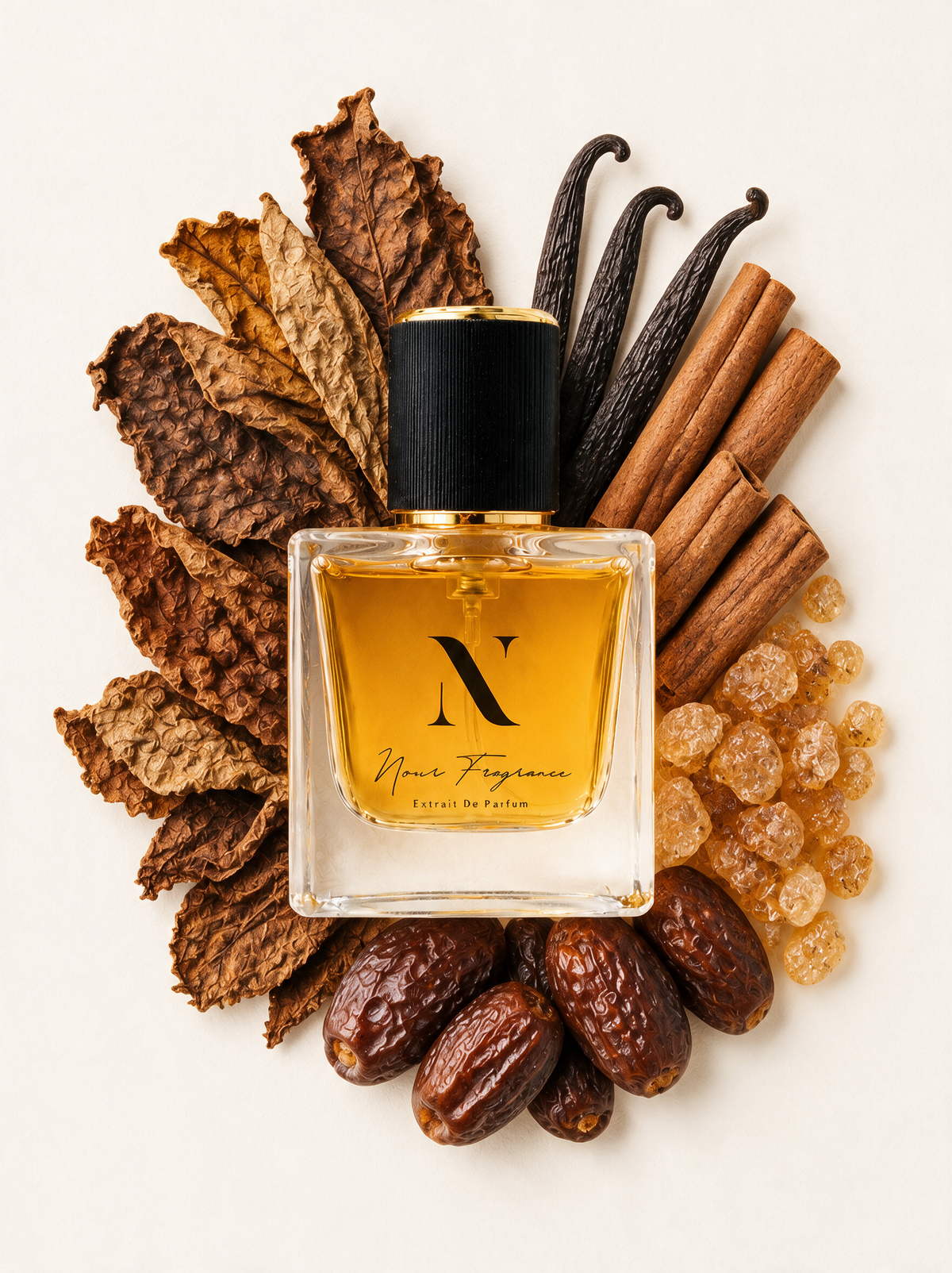 Sidef 01 Extrait de Parfum Flatlay mit Tabak, Vanille und Zimt